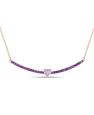 Amethyst (1-1/10 ct. t.w.) Heart Bar 17" Necklace in 10k Rose Gold