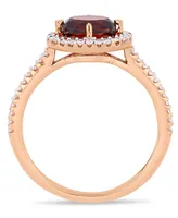 Garnet (1 ct.t.w.) and Diamond (1/4 Halo Ring 10k Rose Gold