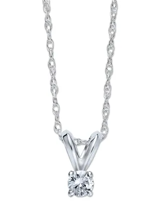 10k White Gold Necklace, Round-Cut Diamond Accent Pendant