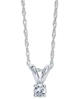 10k White Gold Necklace, Round-Cut Diamond Accent Pendant