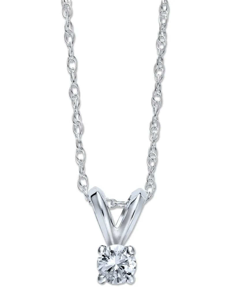 Round-Cut Diamond Pendant Necklace 10k Yellow or White Gold (1/ ct. t.w