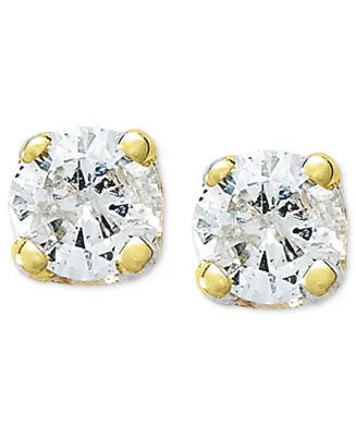 Round-Cut Diamond Accent Stud Earrings in 10k Gold