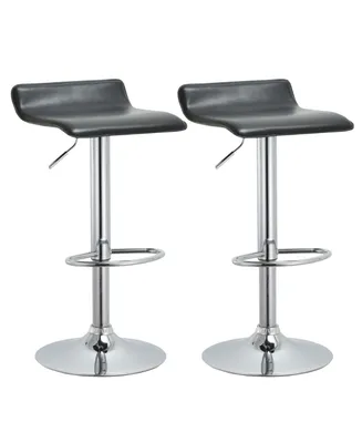 Ac Pacific Contoured Hydraulic Lift Chrome Base Bar Stool with Footrest, Set of 2