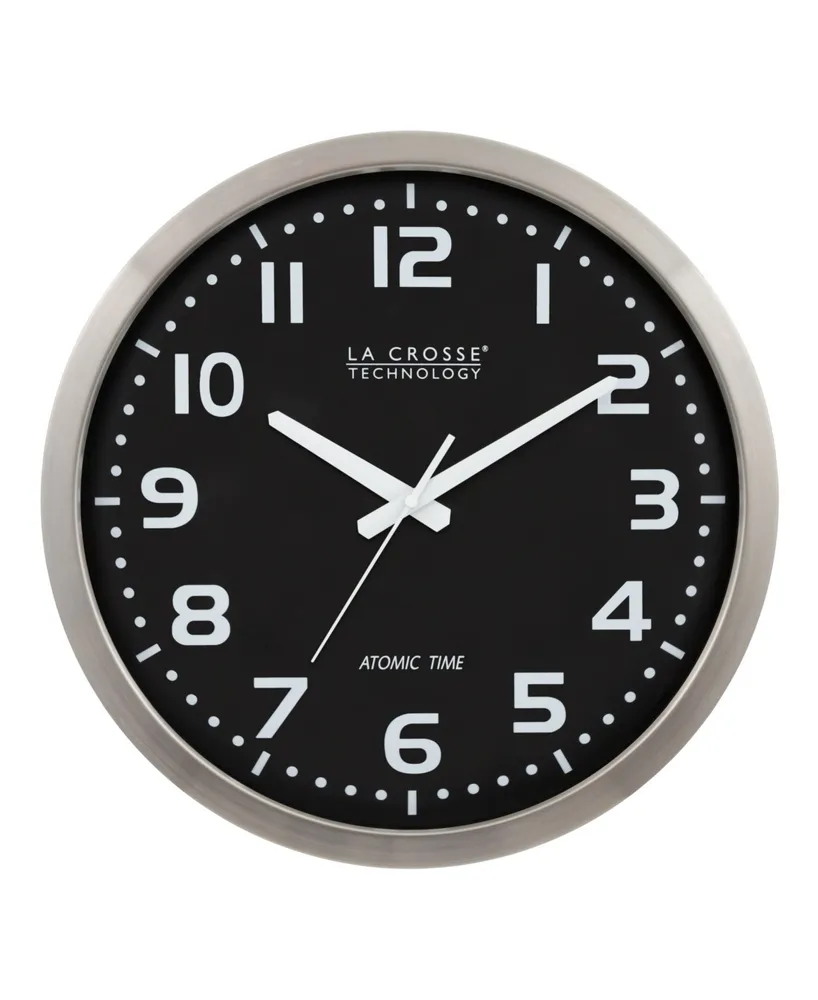 La Crosse Technology 16" Stainless Steel Atomic Clock with Black dial