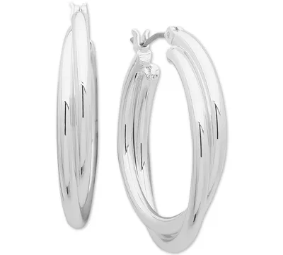 Anne Klein Silver-tone Twisted Hoop Earrings, 1"