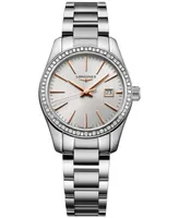 Longines Women's Swiss Conquest Classic Diamond (5/8 ct. t.w.) Stainless Steel Bracelet Watch 29mm