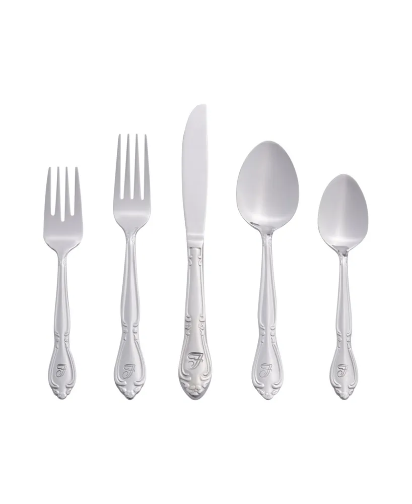 Riverridge Rose 46 Piece Monogrammed Flatware Set - F, Service for 8