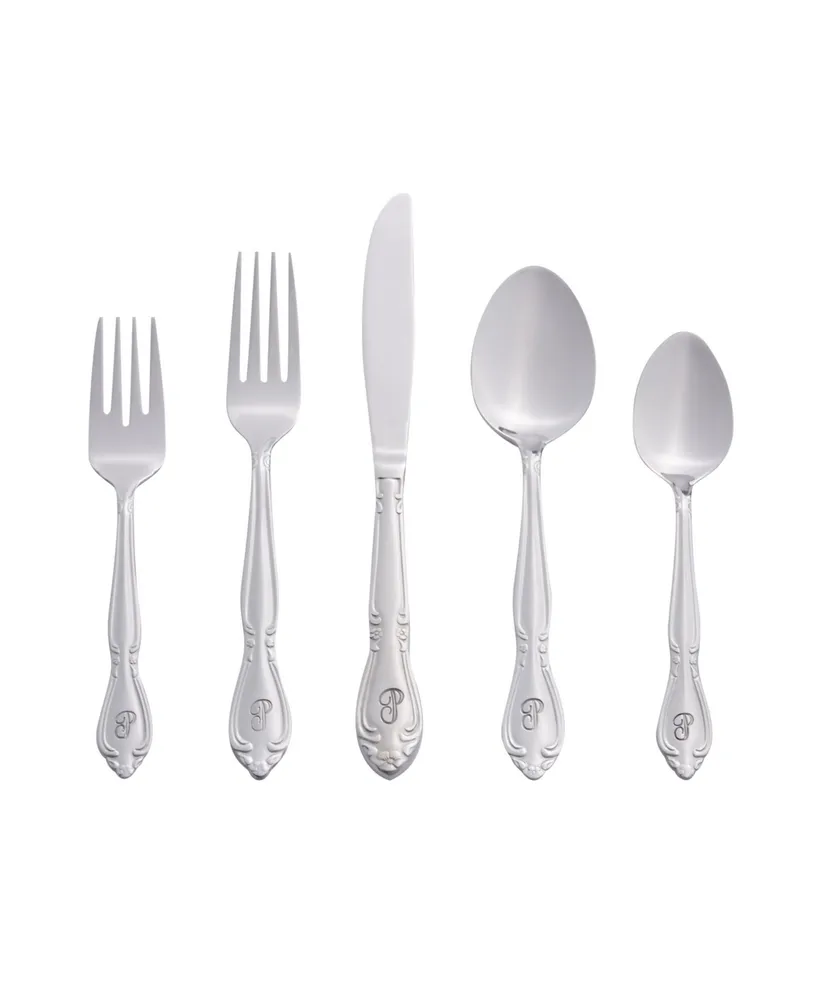 Riverridge Rose 46 Piece Monogrammed Flatware Set - P, Service for 8