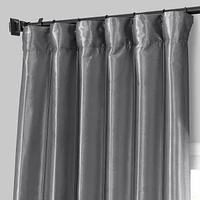 Half Price Drapes Platinum Solid Faux Silk Taffeta Room Darkening Curtain