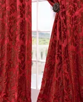 Half Price Drapes Astoria Red & Bronze Damask Faux Silk Jacquard Room Darkening Curtain