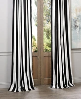 Half Price Drapes Cabana Black Striped Printed Cotton Room Darkening Curtain