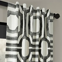 Half Price Drapes Mecca Steel Geometric Printed Cotton Room Darkening Curtain