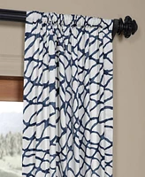 Half Price Drapes Ellis Blue Abstract Printed Cotton Room Darkening Curtain