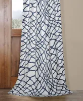 Half Price Drapes Ellis Blue Abstract Printed Cotton Room Darkening Curtain