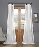 Half Price Drapes Strasbourg Dot Cream Geometric Patterned Faux Linen Sheer Curtain