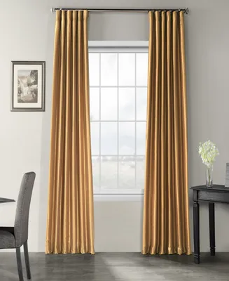 Half Price Drapes Flax Gold Vintage Textured Faux Dupioni Silk Curtain