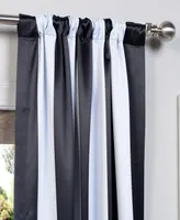 Half Price Drapes Awning Black & Fog White Striped Room Darkening Curtain