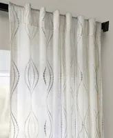 Half Price Drapes Suez Natural Embroidered Striped Patterned Faux Linen Sheer Curtain