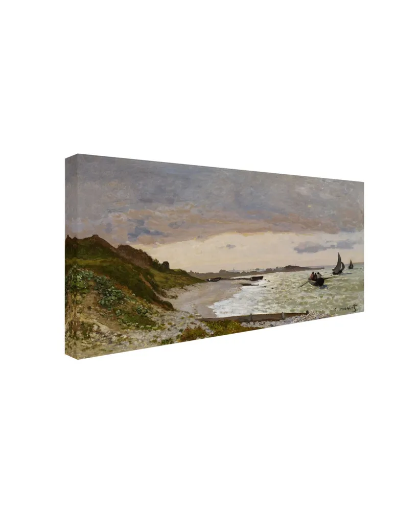 Claude Monet 'The Seashore at Sainte-Adresse' Canvas Art - 19" x 10"