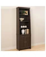 Prepac Tall Slant-Back Bookcase with 2 Shaker Doors