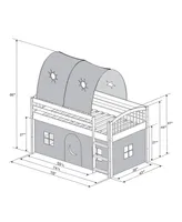 Addison Cinnamon Finish Junior Loft Bed,Tent and a Playhouse with Trim