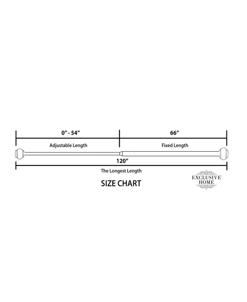 Exclusive Home Topper 1" Curtain Rod and Coordinating Finial Set, Adjustable 66"-120"