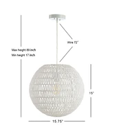 Jonathan Y Luna 15.7" Woven Rattan Orb Led Pendant
