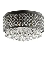 Jonathan Y Evelyn 17" 3-Light Crystal Drops/Metal Led Flush Mount