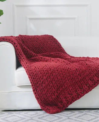Cheer Collection Chunky Cable Knit Throw Blanket