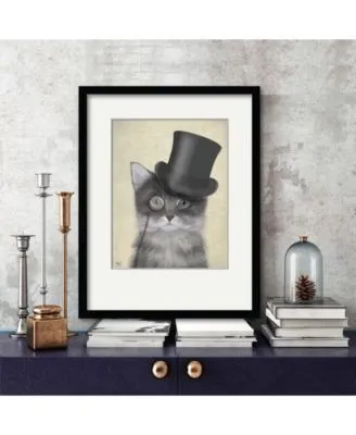 Courtside Market Cat With Top Hat Framed Matted Art Collection