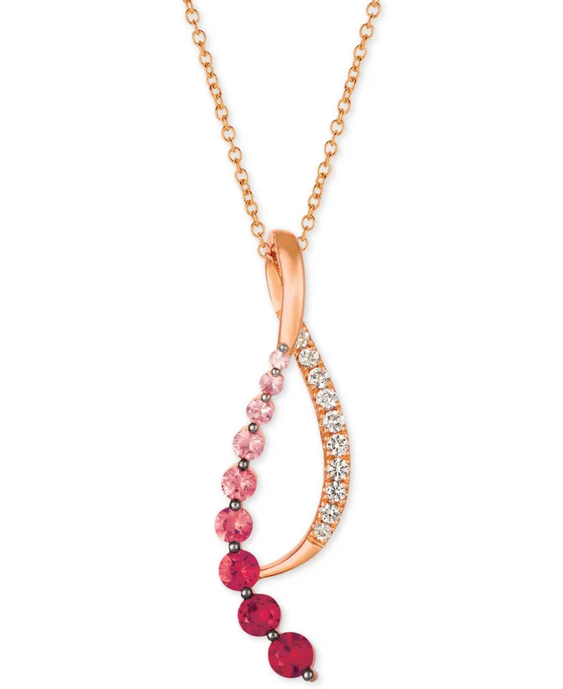 Le Vian Passion Ruby (1/6 ct. t.w.), Bubblegum Pink Sapphire (5/8 ct. t.w.) & Vanilla Sapphire (1/5 ct. t.w.) Pendant Necklace in 14k Rose Gold