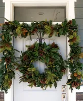 Village Lighting 30" Holiday Wreath with Lights, Magnolia Leaf