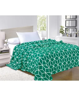 Elegant Comfort Luxury Cube Plush Fleece Blanket
