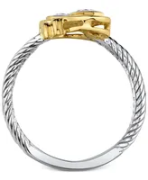 Diamond Twist Ring (1/3 ct. t.w.) in 14k White & Yellow Gold - Two