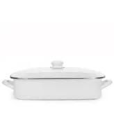 Golden Rabbit Solid White Enamelware Collection 10.5 Quart Roasting Pan