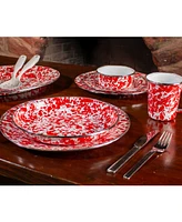 Golden Rabbit Red Swirl Enamelware Collection 5 Quart Serving Bowl