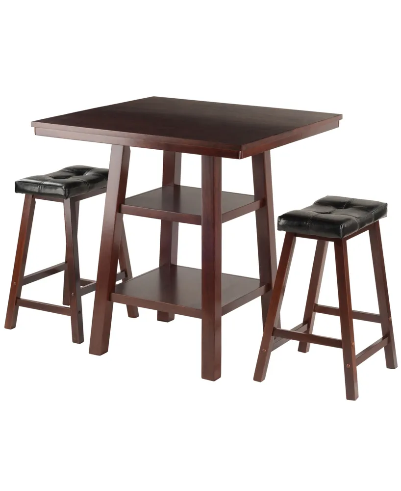 Orlando 3-Piece Set High Table, 2 Shelves with Cushion Seat Stools