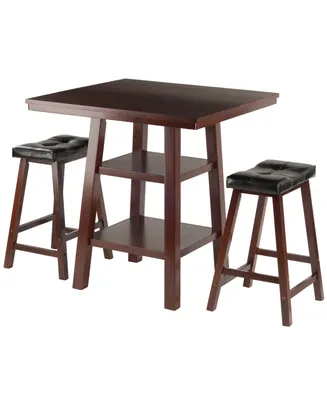 Orlando 3-Piece Set High Table, 2 Shelves with Cushion Seat Stools