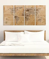 Empire Art Direct 'World Map' 4-Piece Arte De Legno Digital Print on Solid Wood Wall Art Set - 60" x 30"