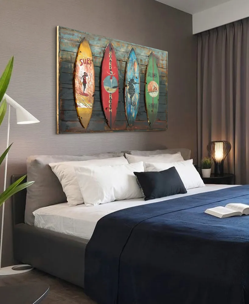 Empire Art Direct 'Surfboards' Metallic Handed Painted Rugged Wooden Blocks Wall Sculpture - 32" x 48"