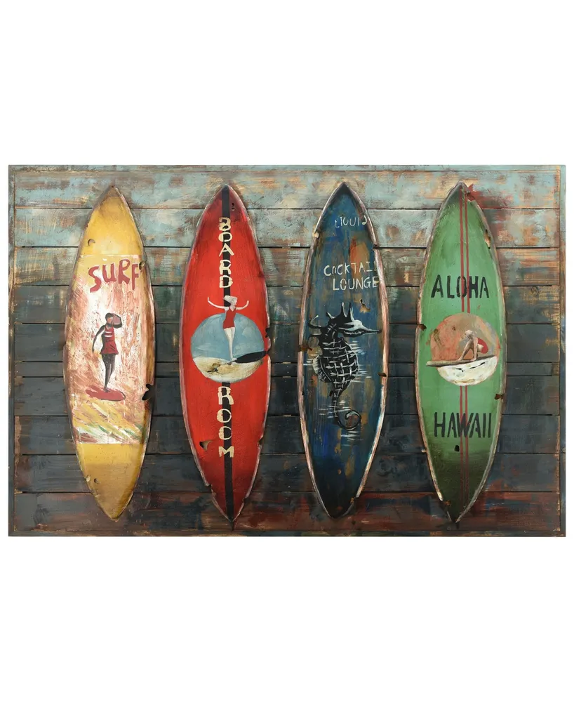 Empire Art Direct 'Surfboards' Metallic Handed Painted Rugged Wooden Blocks Wall Sculpture - 32" x 48"