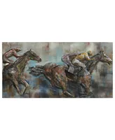 Empire Art Direct 'Race Day' Mixed Media Iron Hand Painted Dimensional Wall Sculpture - 60" x 30"