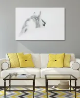 Empire Art Direct 'Blanco Mare Horse' Frameless Free Floating Tempered Glass Panel Graphic Wall Art - 48" x 32''