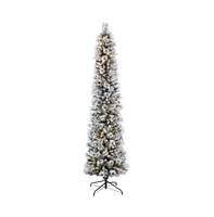 Puleo 9FT Pre-Lit Flocked Patagonia Pine Pencil Artificial Christmas Tree