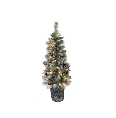 Puleo International 4.5 ft. Pre-Lit Potted Sterling Pine Tree with 70 Ul-Listed Clear Lights