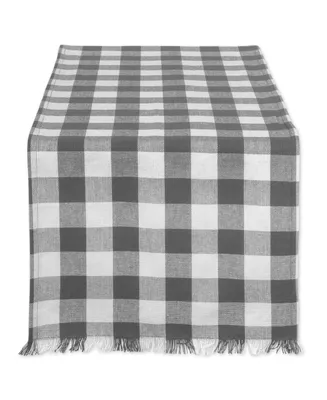 Heavyweight Check Fringed Table Runner 14" x 72"
