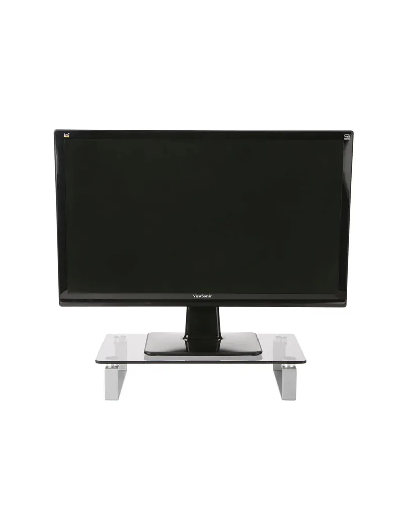 Mind Reader Glass Monitor Stand Riser For Computer, Laptop, Desk, Imac