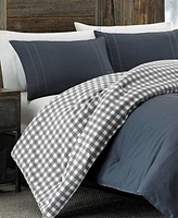 Eddie Bauer Kingston Cotton Reversible 3 Piece Duvet Cover Set, King