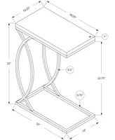 Monarch Specialties Chrome Metal Edgeside Accent Table in Grey Cement