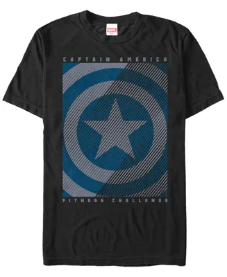 Marvel Men's Comic Collection Captain America Distressed Shield Fitness Challenge Short Sleeve T-Shirt